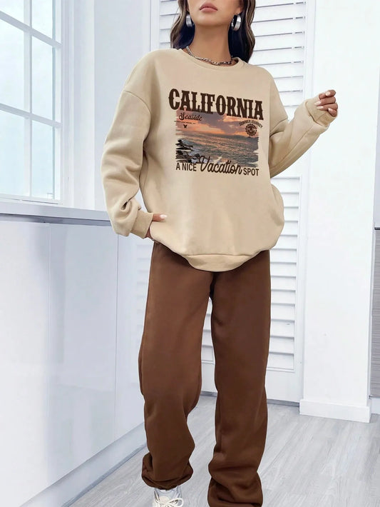 CA Graphic Drop Shoulder Sweatshirt & Sweatpants