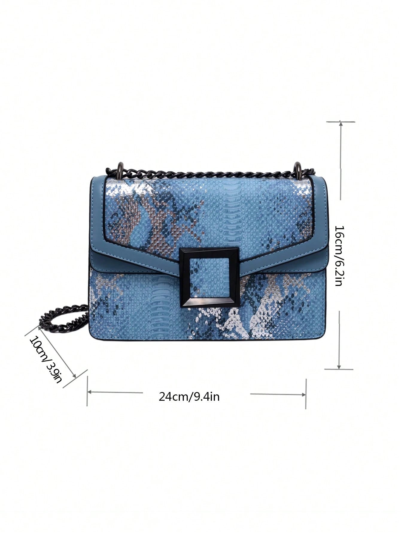 Embossed Square Bag Small Flap Chain Strap