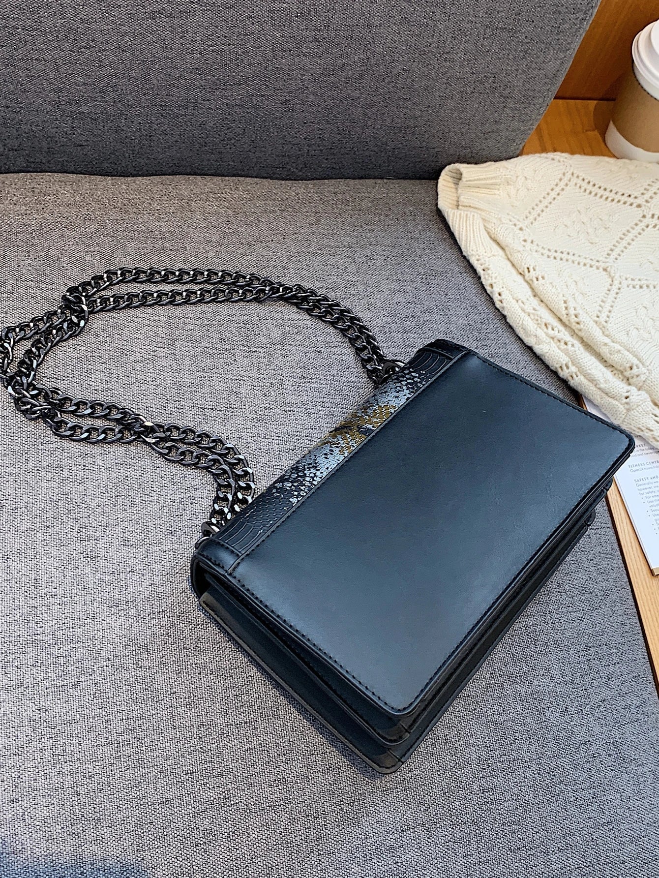 Embossed Square Bag Small Flap Chain Strap