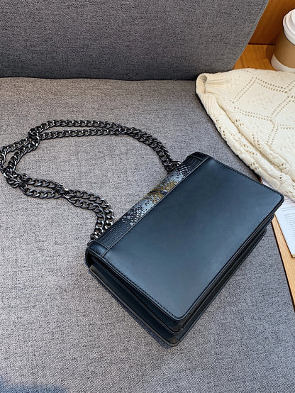 Embossed Square Bag Small Flap Chain Strap