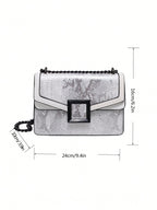 Embossed Square Bag Small Flap Chain Strap