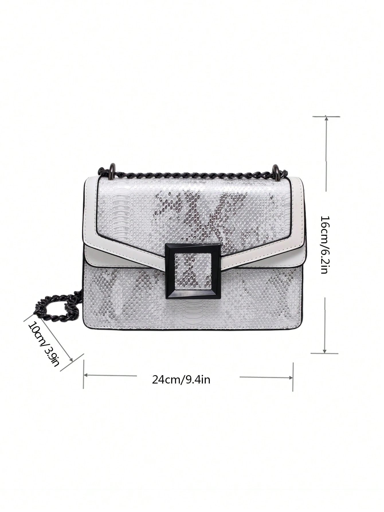 Embossed Square Bag Small Flap Chain Strap