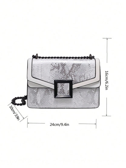Embossed Square Bag Small Flap Chain Strap