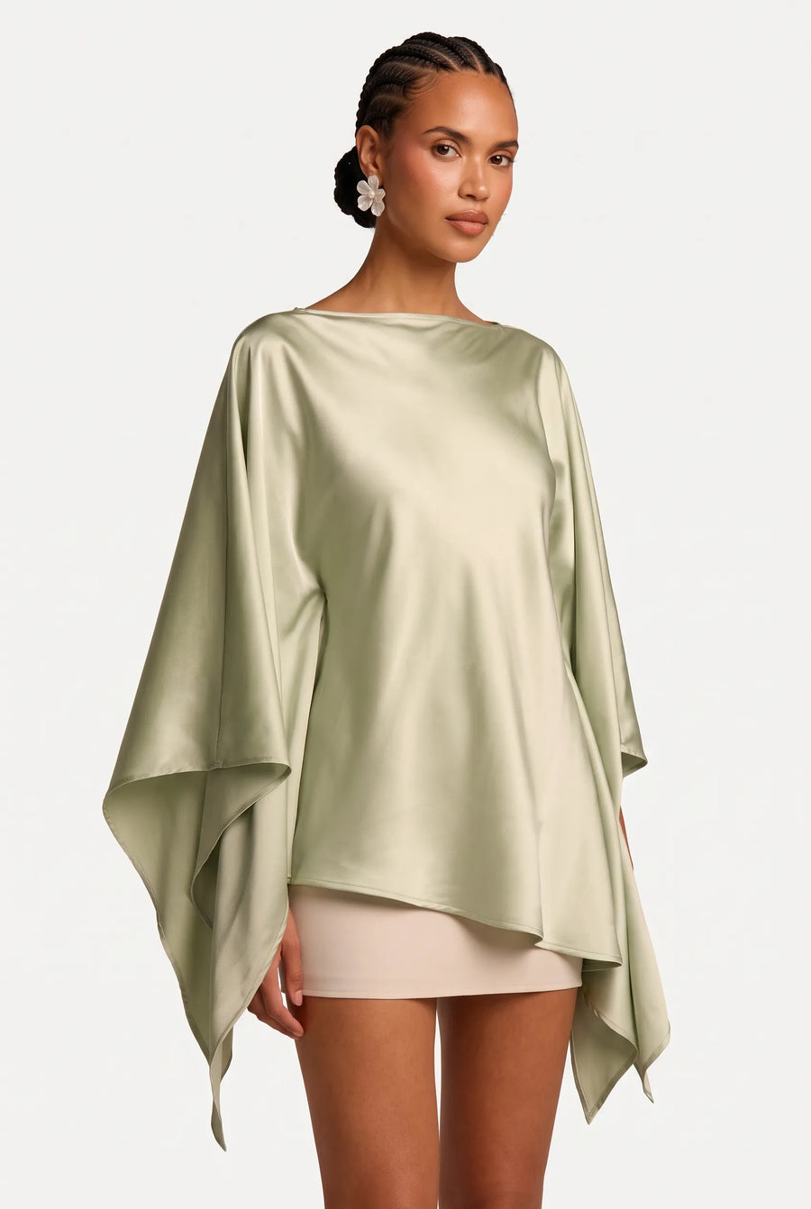 The Sage Draped Cape Blouse
