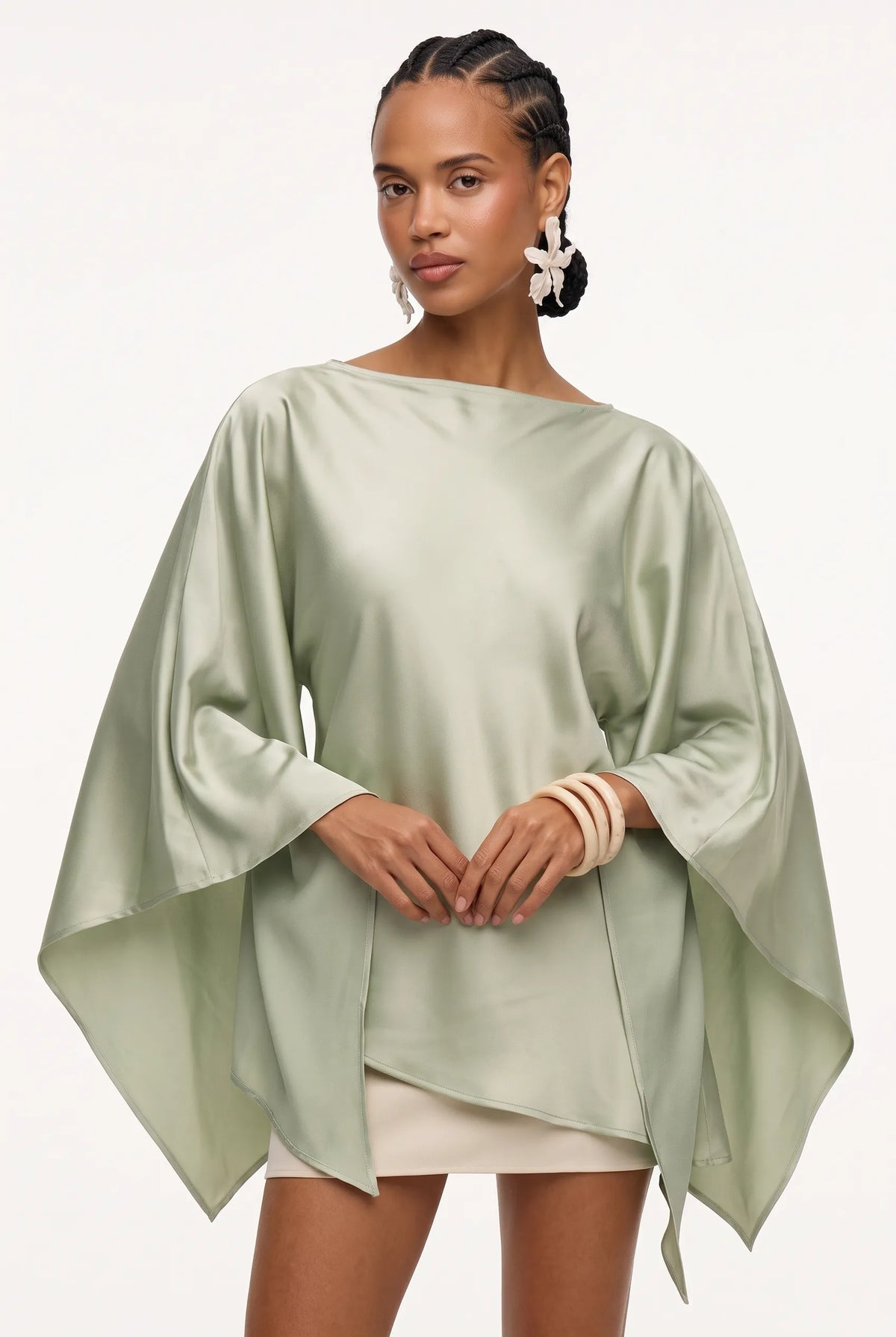 The Sage Draped Cape Blouse