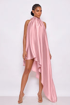 Satin Asymmetric Draped Dress