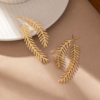 FAVEN Gold leaf-shaped earrings