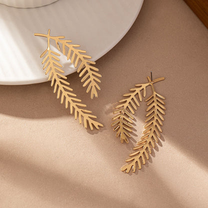 FAVEN Gold leaf-shaped earrings