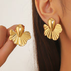 Pleated Shell Lotus Leaf Earring
