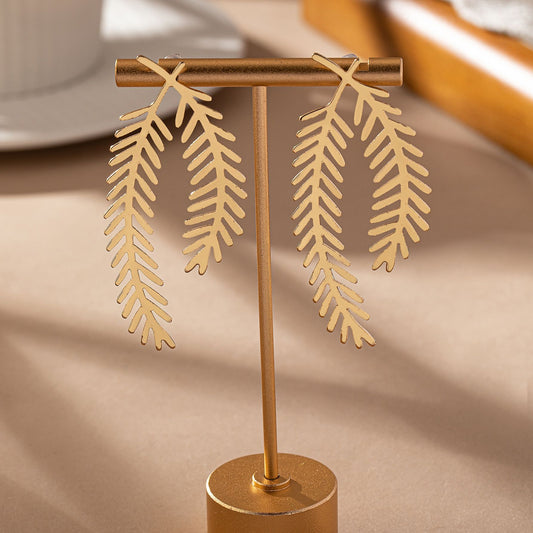 FAVEN Gold leaf-shaped earrings