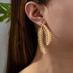 FAVEN Gold leaf-shaped earrings
