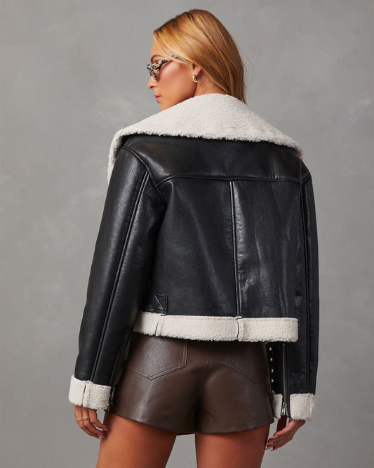 Faux Leather Shearling Jacket