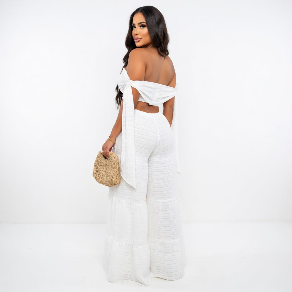 Off Shoulder Tube Loose Wide Leg Jumpsuit