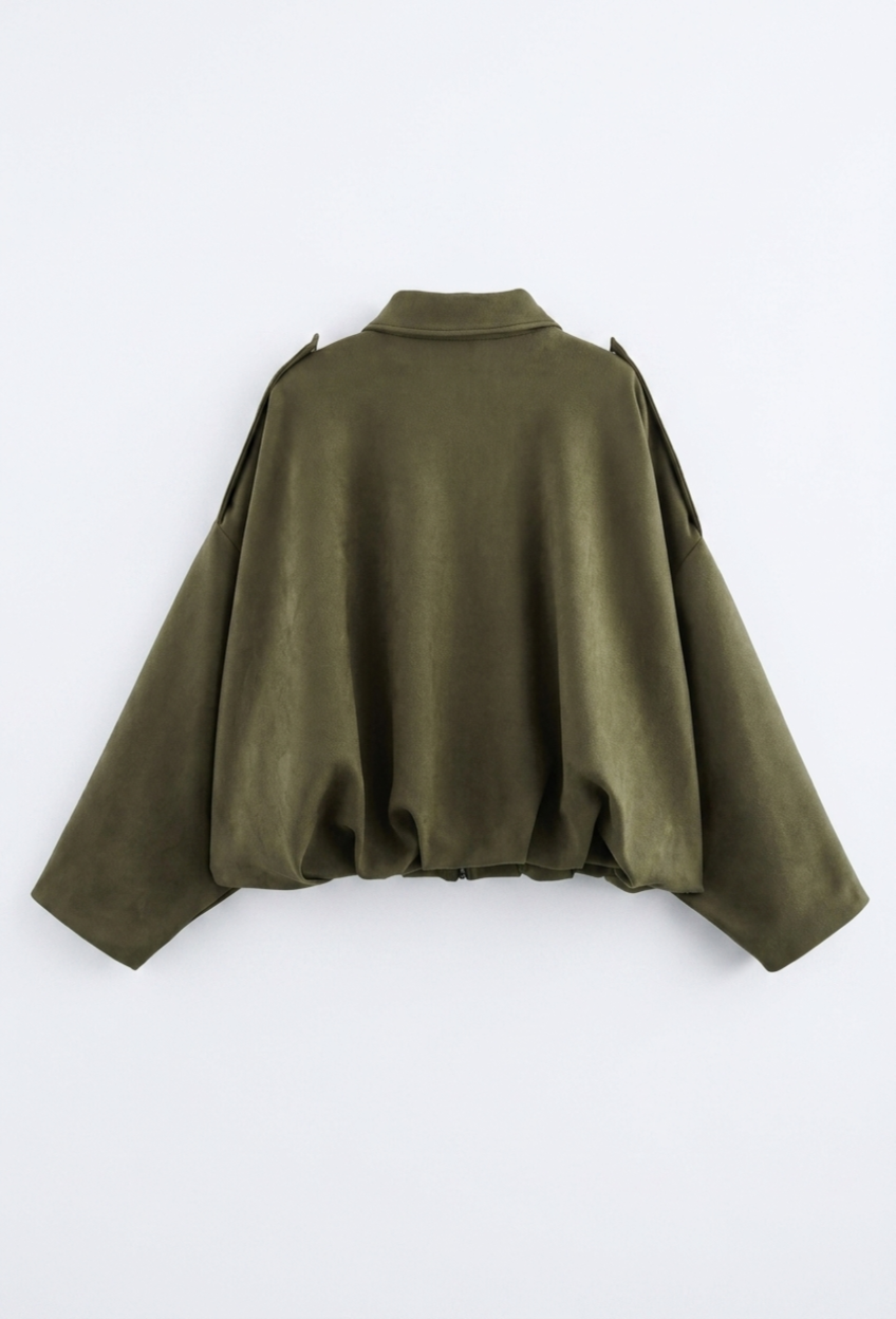 Green cape on a white background