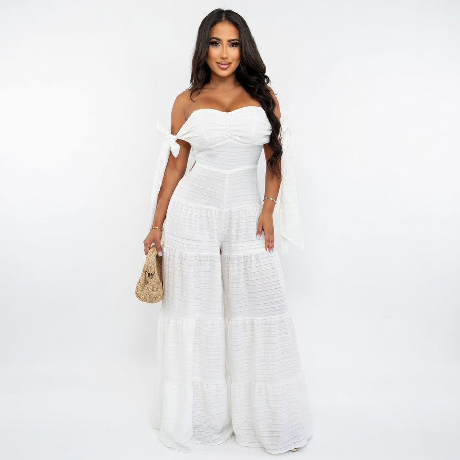 Off Shoulder Tube Loose Wide Leg Jumpsuit