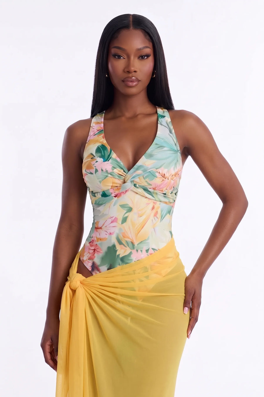The Botanical Twist Swim & Sarong Set