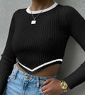 Striped Hem Cropped Top