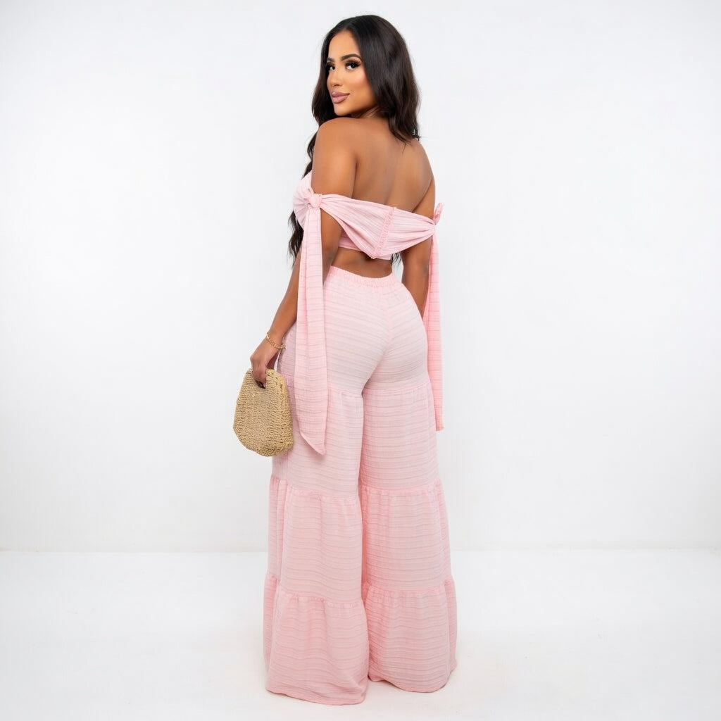 Off Shoulder Tube Loose Wide Leg Jumpsuit