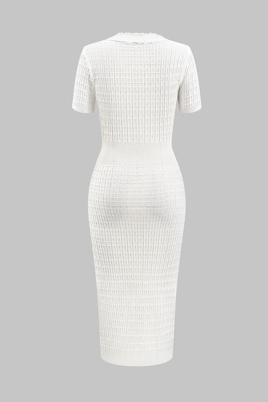 White ribbed dress on a gray background