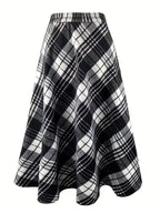 Black and white plaid skirt on a white background