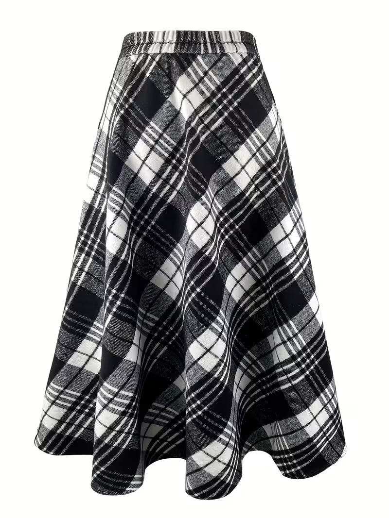 Black and white plaid skirt on a white background