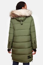 Fuzzy Trim Hooded Padded Coat