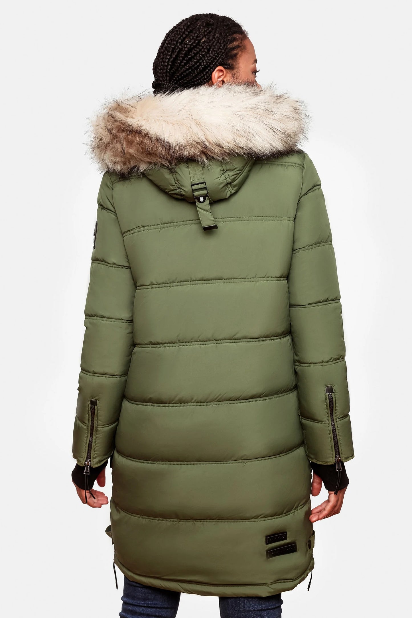 Fuzzy Trim Hooded Padded Coat