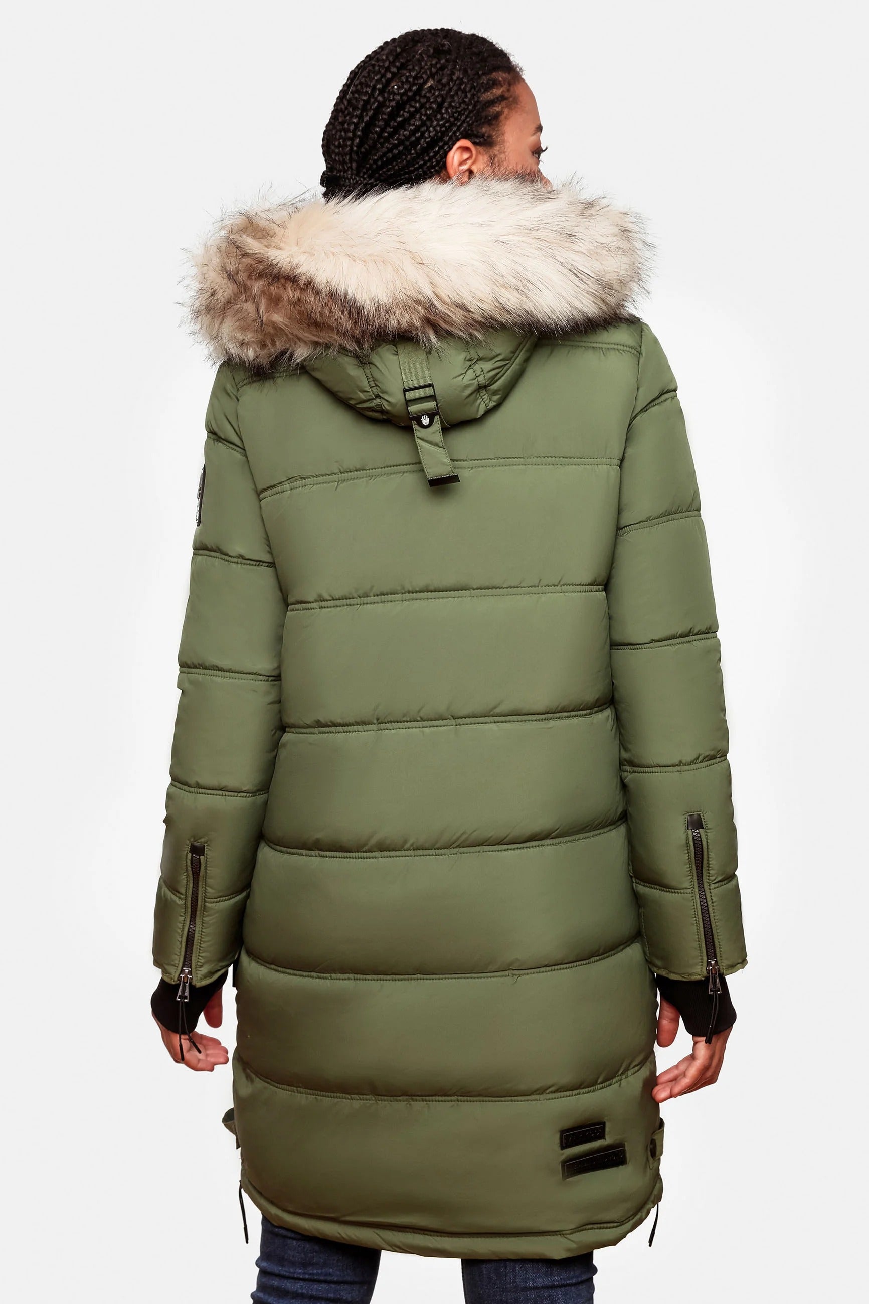 Fuzzy Trim Hooded Padded Coat