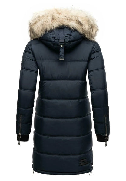 Fuzzy Trim Hooded Padded  Coats
