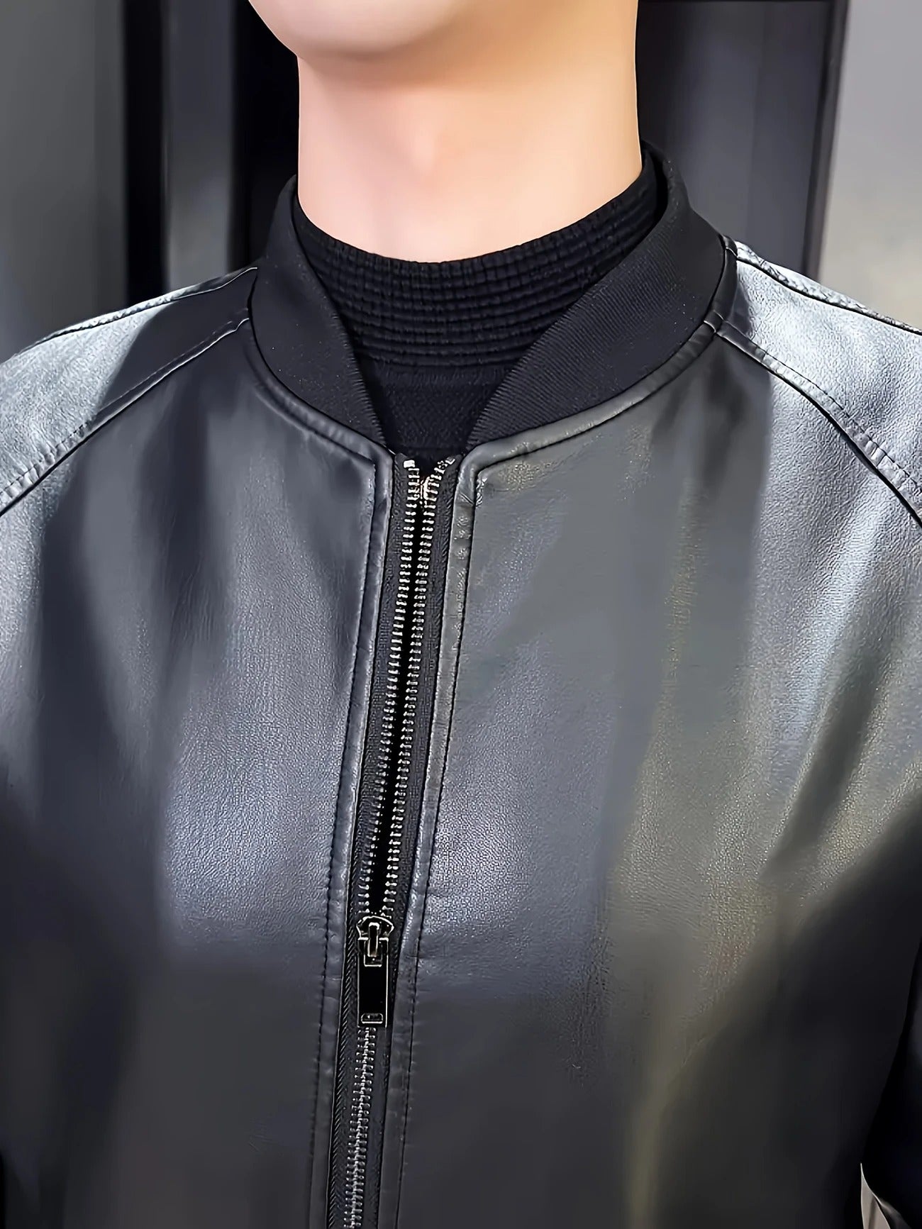 Zip-Up Leather Coat