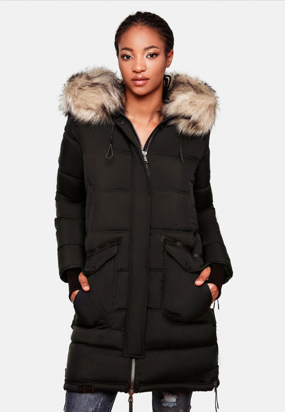 Fuzzy Trim Hooded Padded Coats