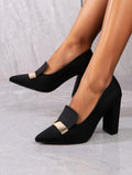 Pointed-toe Block Heel Pumps