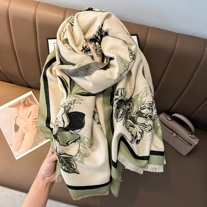 Elegant Floral Double-Sided Soft Versatile Scarf
