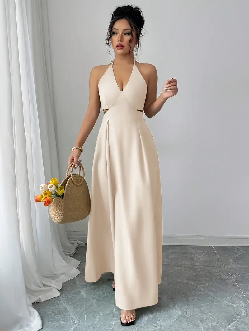 Backless V-Neck A-Line Dress