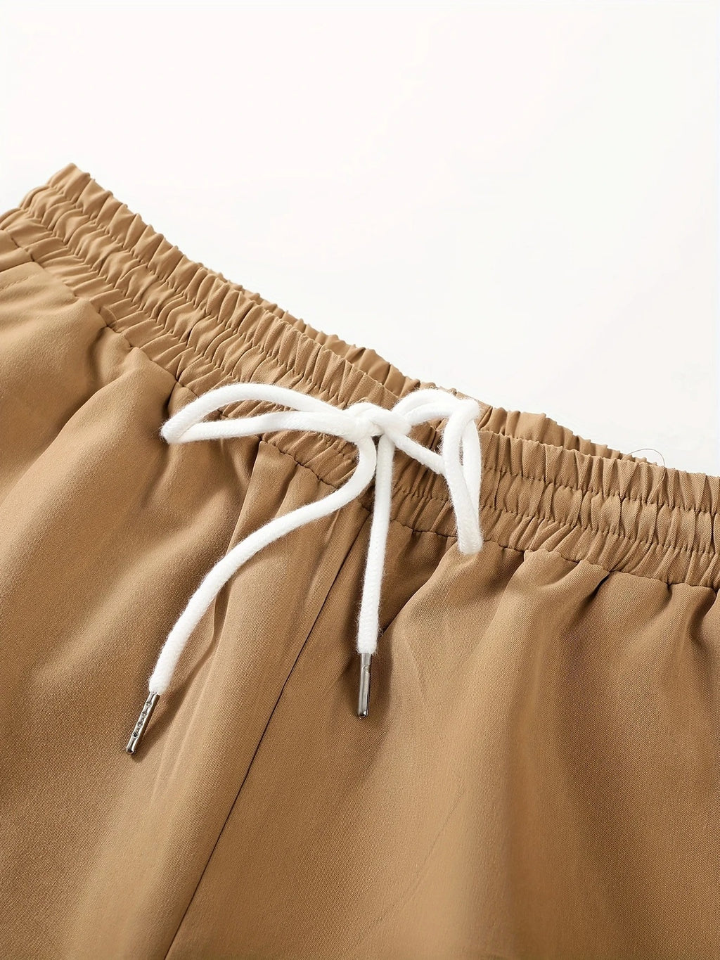 Long Sleeve Shirt Solid Drawstring Pants  Two-piece Sets