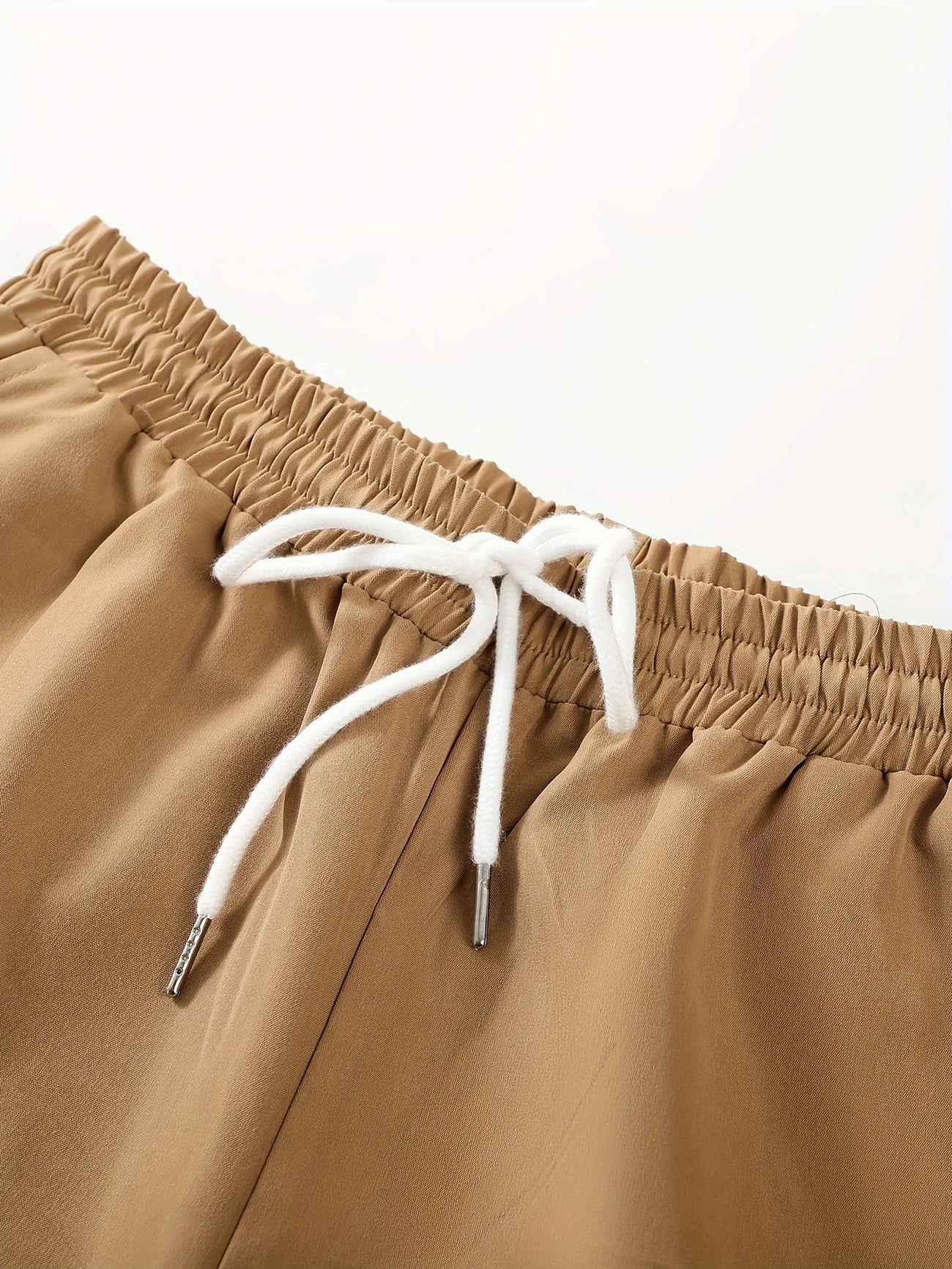 Long Sleeve Shirt Solid Drawstring Pants  Two-piece Sets