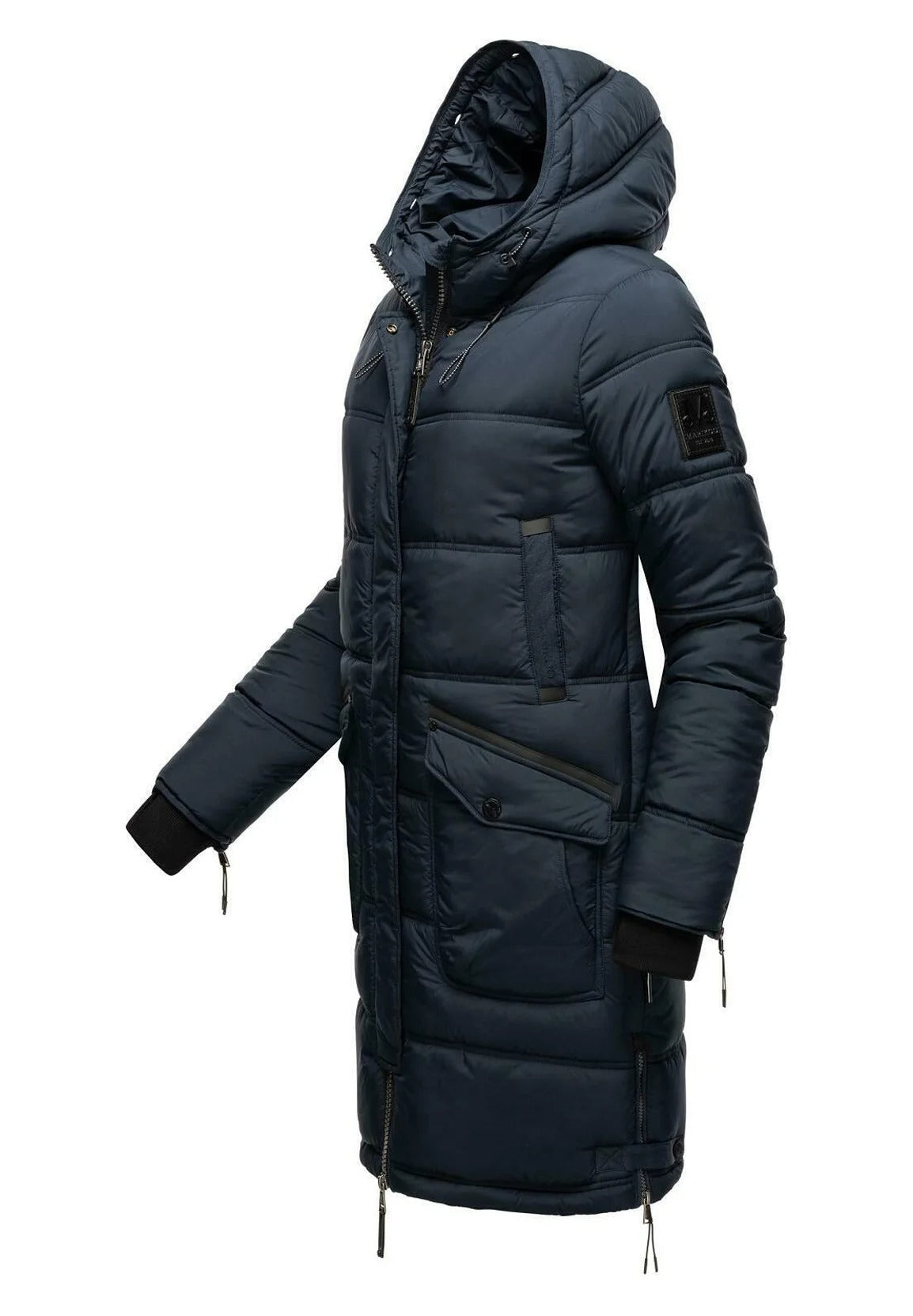 Fuzzy Trim Hooded Padded  Coats