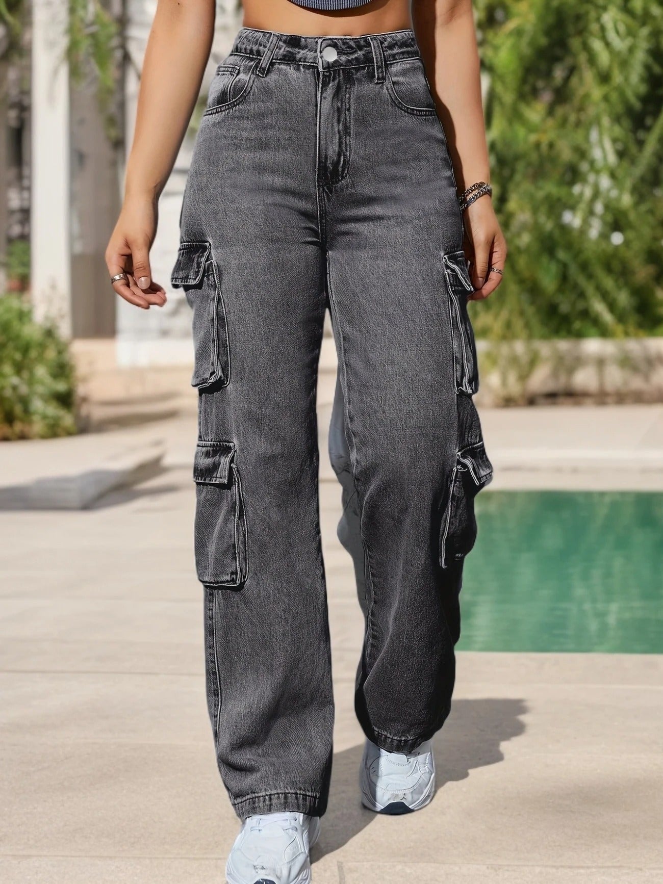 Flap Pocke High Waisted Jeans