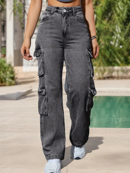 Flap Pocke High Waisted Jeans