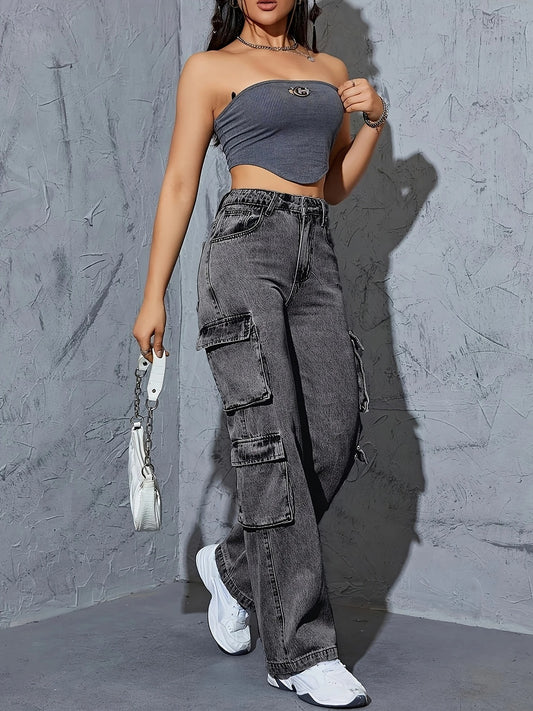 Flap Pocke High Waisted Jeans