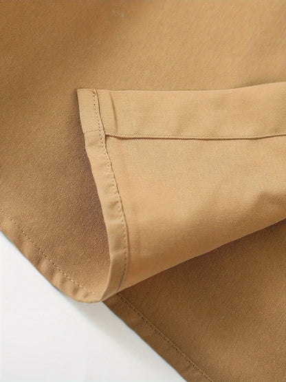 Long Sleeve Shirt Solid Drawstring Pants  Two-piece Sets