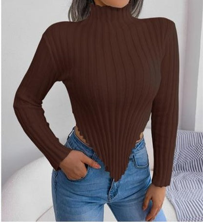 Asymmetrical Hem Crop Sweater