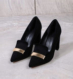 Pointed-toe Block Heel Pumps