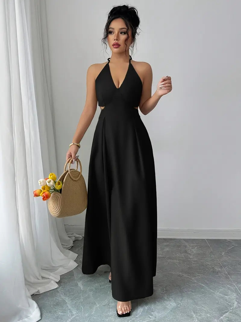 Backless V-Neck A-Line Dress