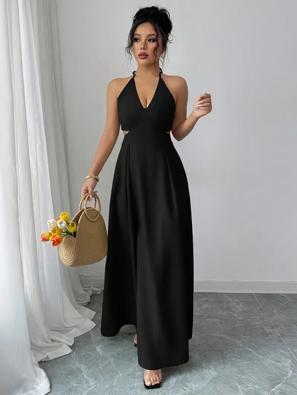 Backless V-Neck A-Line Dress