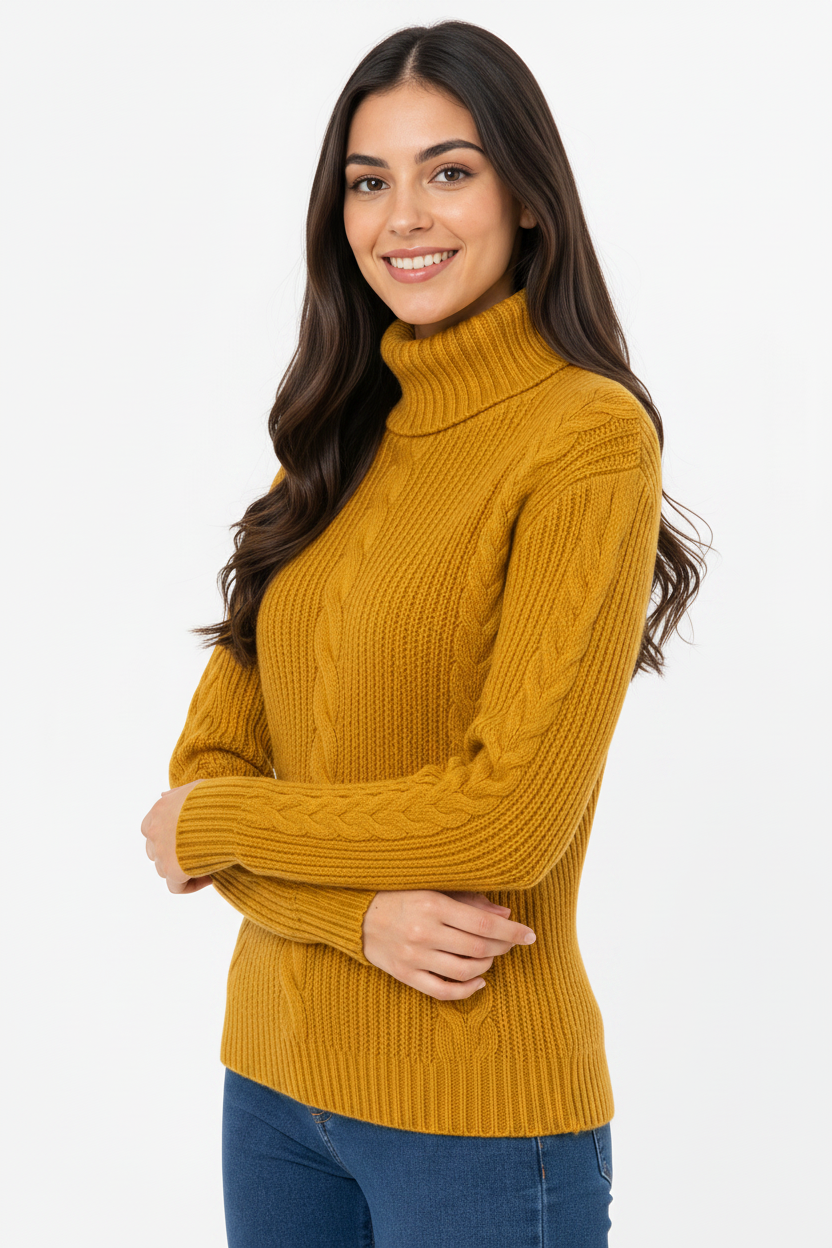 Cable Knit Turtleneck Sweater