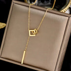 Square Long Bar Pendant Necklace