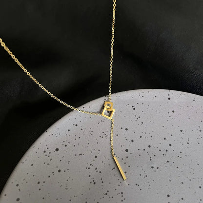 Square Long Bar Pendant Necklace