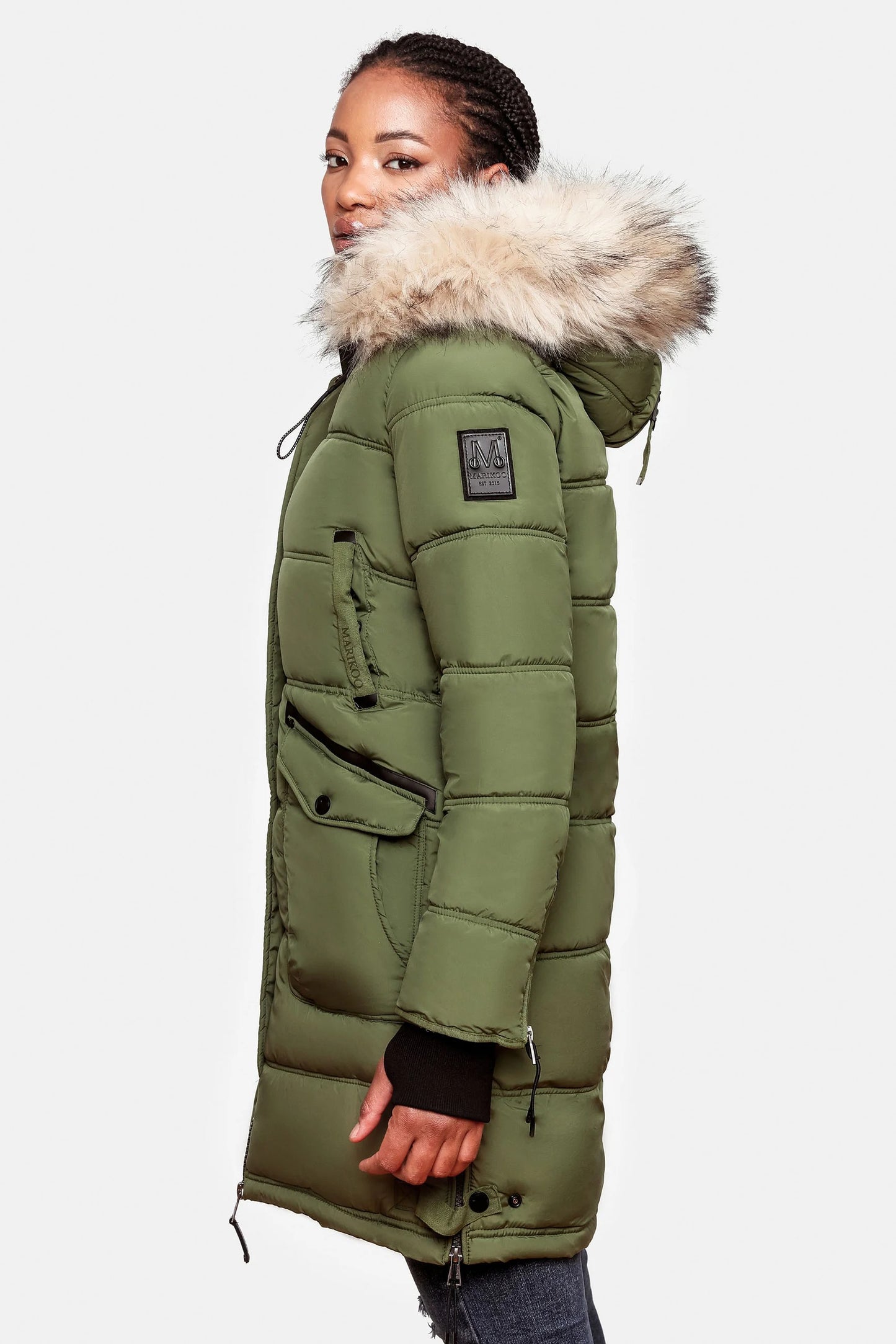 Fuzzy Trim Hooded Padded Coat