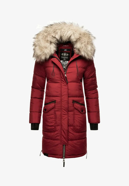 Fuzzy Trim Hooded Padded  Coat